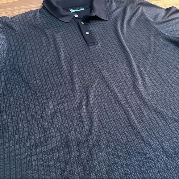 PGA Tour Men’s Navy Blue Checkered Polo, Window Pane, XXL - Picture 3 of 9